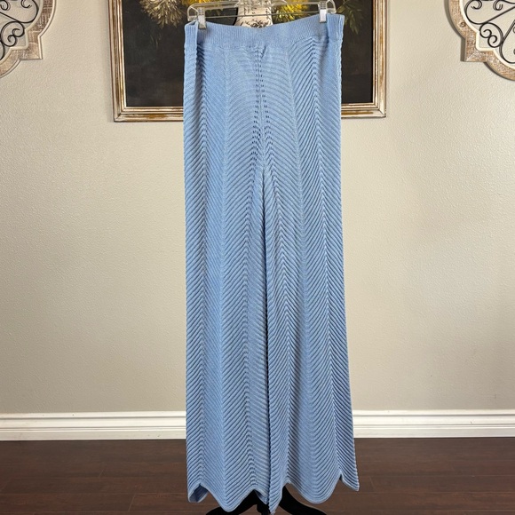 Vici Womens Boho Light Blue Chevron Knit Wide Leg Scallop Hem Pants Size XL - Picture 4 of 6